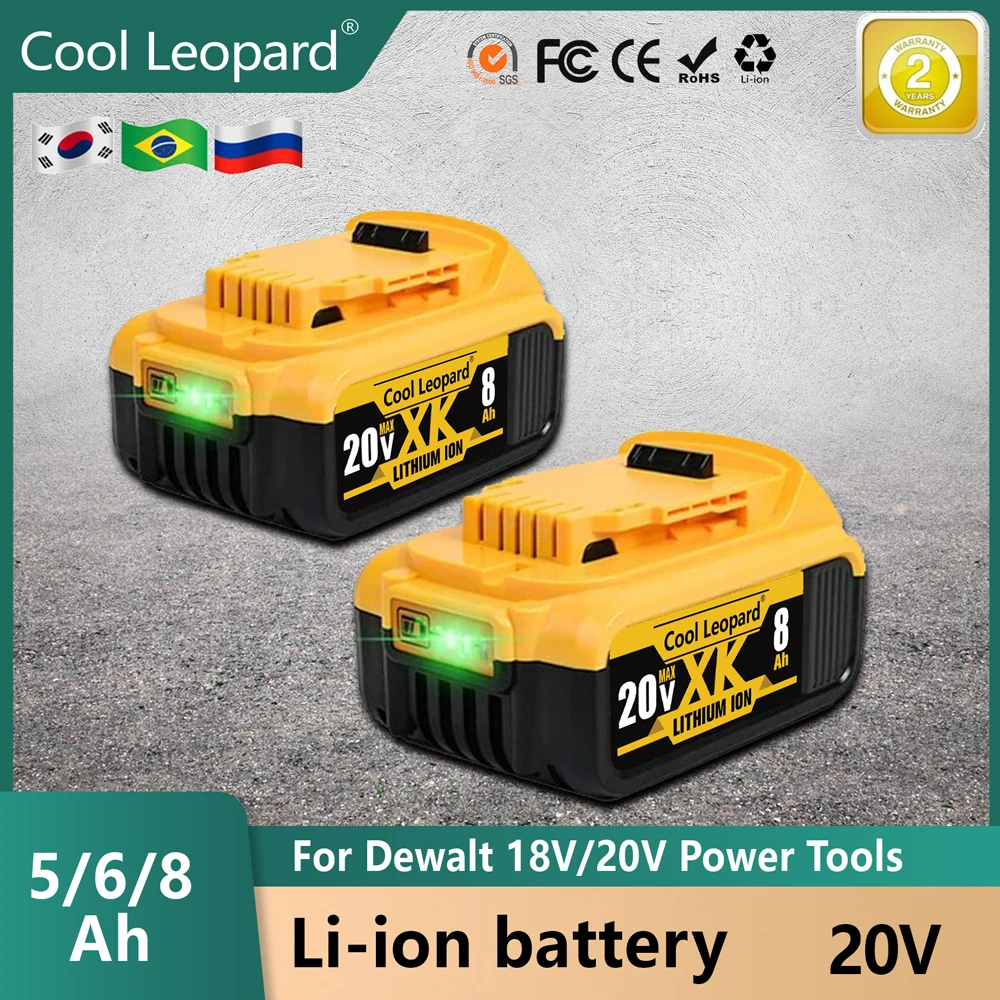 New 100% Original Battery for DeWalt 20V 5/8.Ah Rechargeable Power Tools Battery Replaceable Lithium Cell DCB205 DCB204-2 DCB206