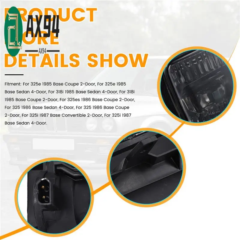 

AX94-Front Bumper Fog Lights Fog Lamps+Bulbs Car Auto Exterior Accessories For BMW E30 318I 325I 85-93