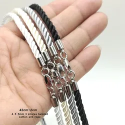 3 Pcs/lot 4.5~ 5mm High Quality 3 Shares Silk Cord DIY Pendant Necklace Jewelry Making Handmade Rope Findings Clasp String Chain