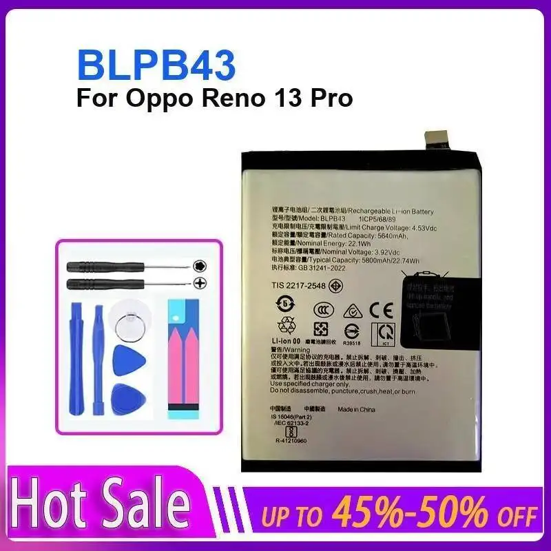 5800Mah High Quality Mobile Phone Battery For Oppo Reno 13 ProBLPB43 Good Low-Temperature Performance