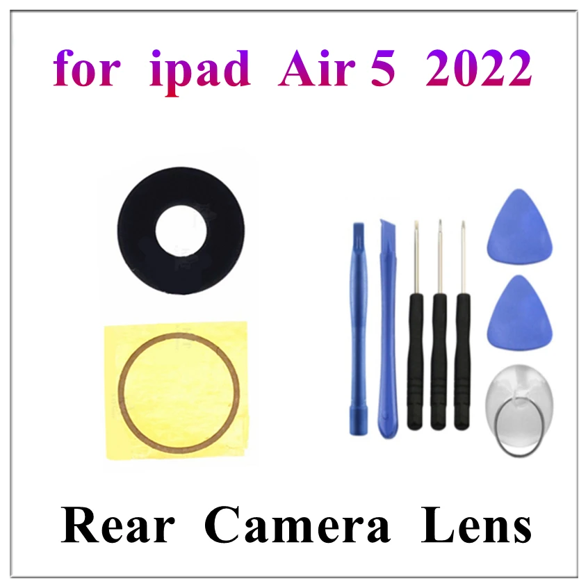 1Pcs Back Rear Camera Glass Lens With Adhesive Without Frame Ring Cover for Ipad Air 5 10.9 Inch 5th Gen 2022 Replacement Parts