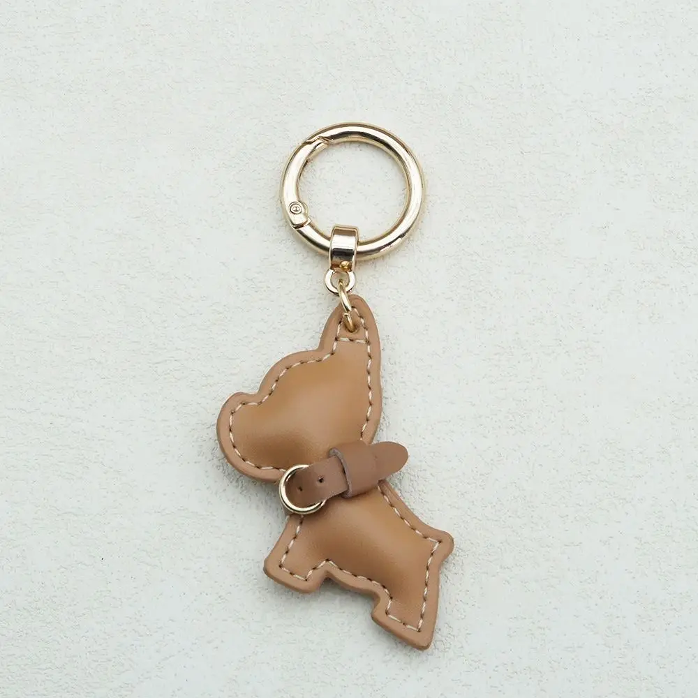 French Bulldog Keychain Animal Dog Cartoon PU Leather Dog Hanger Cute Puppy Fashion Bulldog Bag Pendant Backpack Decoration
