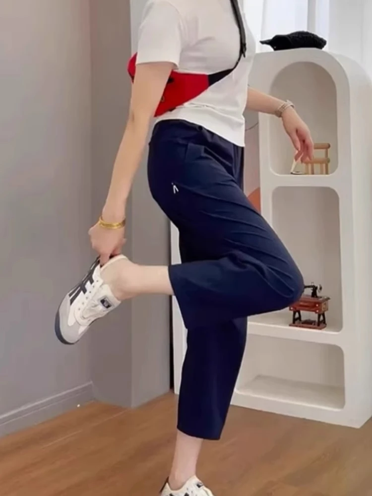 Qui Dry Spor Pantaloni Harem Casual Donna Estate Sottile di Grandi Dimensioni Pera aped Pantaloni Allentati Dimagranti a Nove Punti Carota