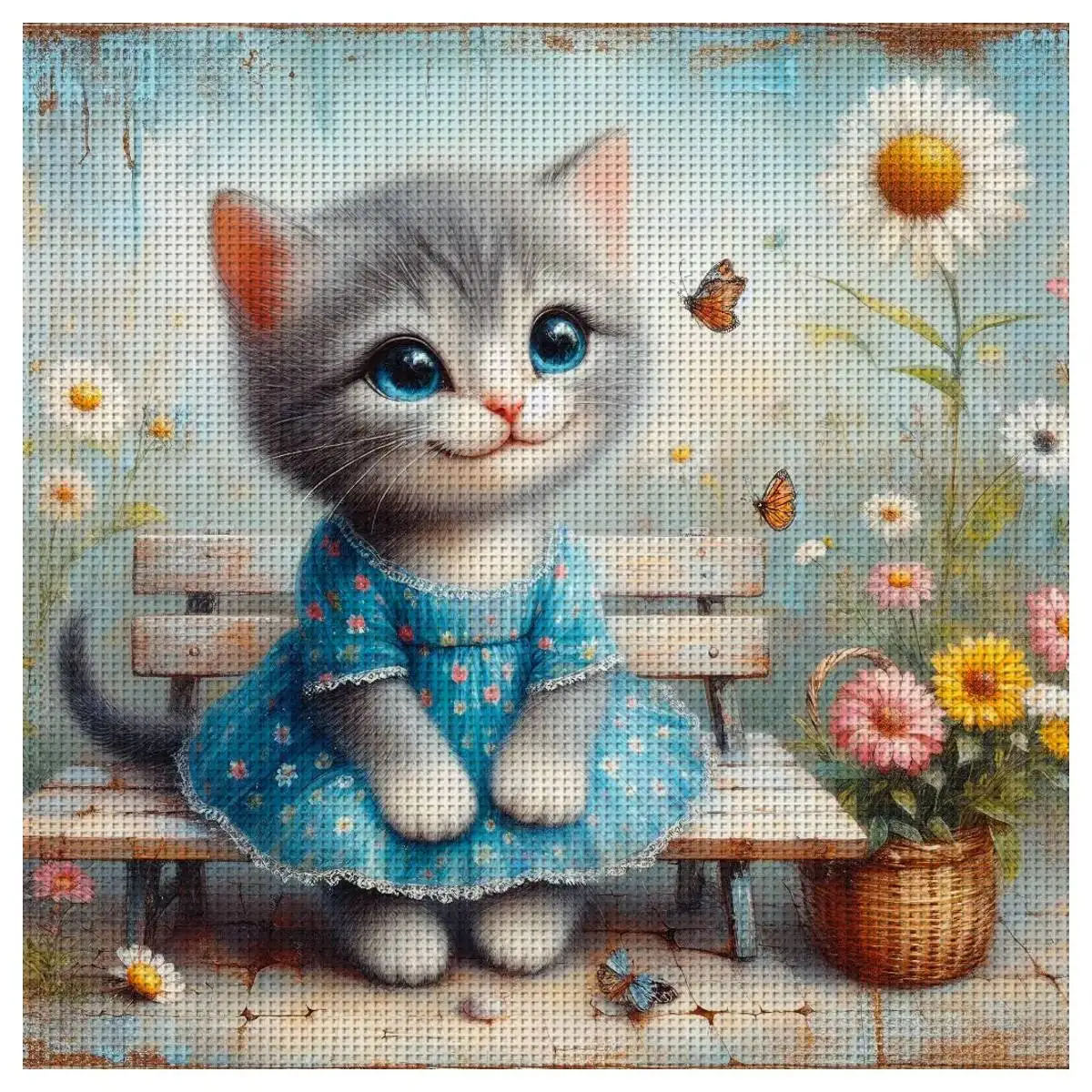 

Набор для вышивания крестиком с изображением кошки, 40x40 см/15,74 дюйма, 11CT/14CT, полный комплект для вышивания своими руками