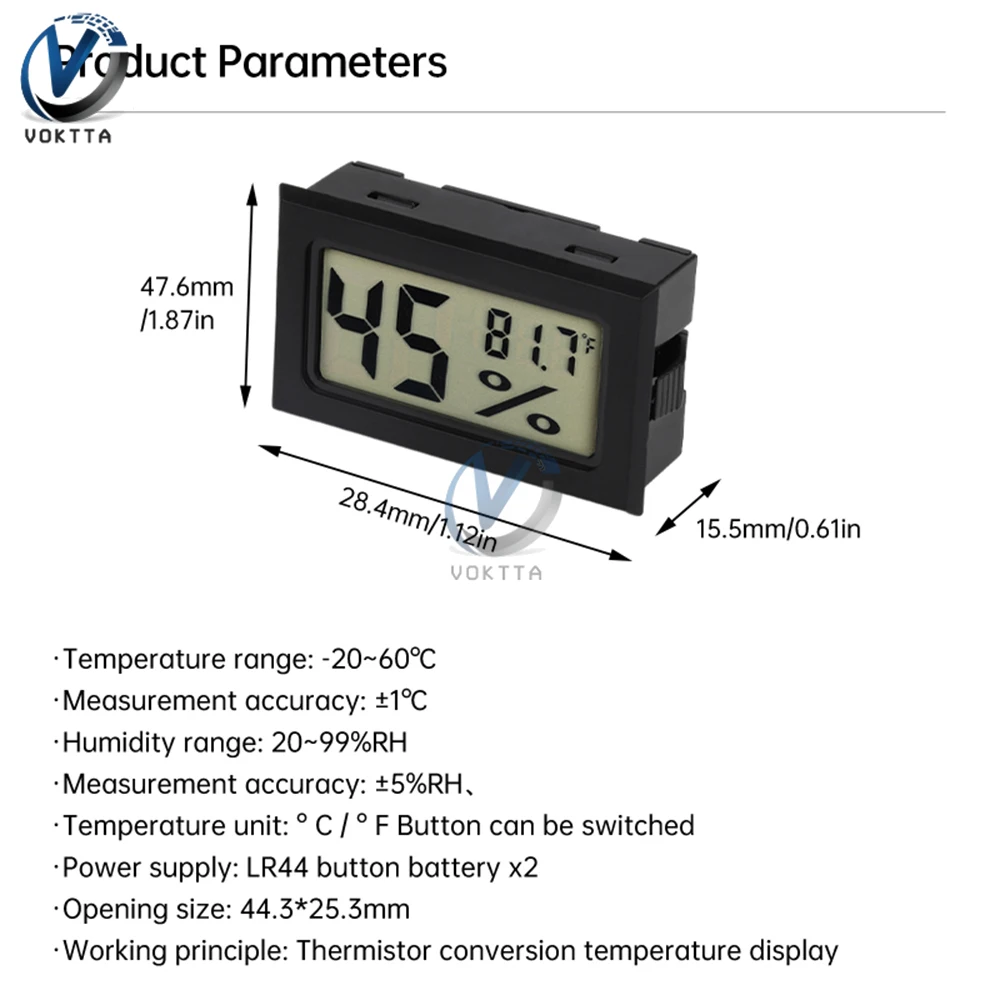 Mini LCD Digital Thermometer Hygrometer Indoor and Outdoor Waterproof Probe Temperature Sensor Monitor for Freezer Refrigerator