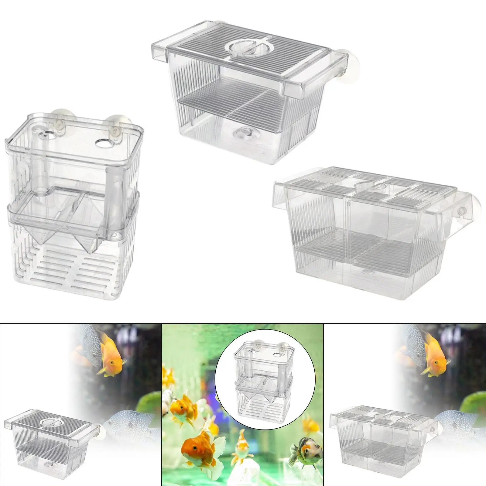 Fish Breeding Box Hatchery Separator, Fishes Egg Isolated, with Suction Cups, Float Hatching Box for Guppy Betta