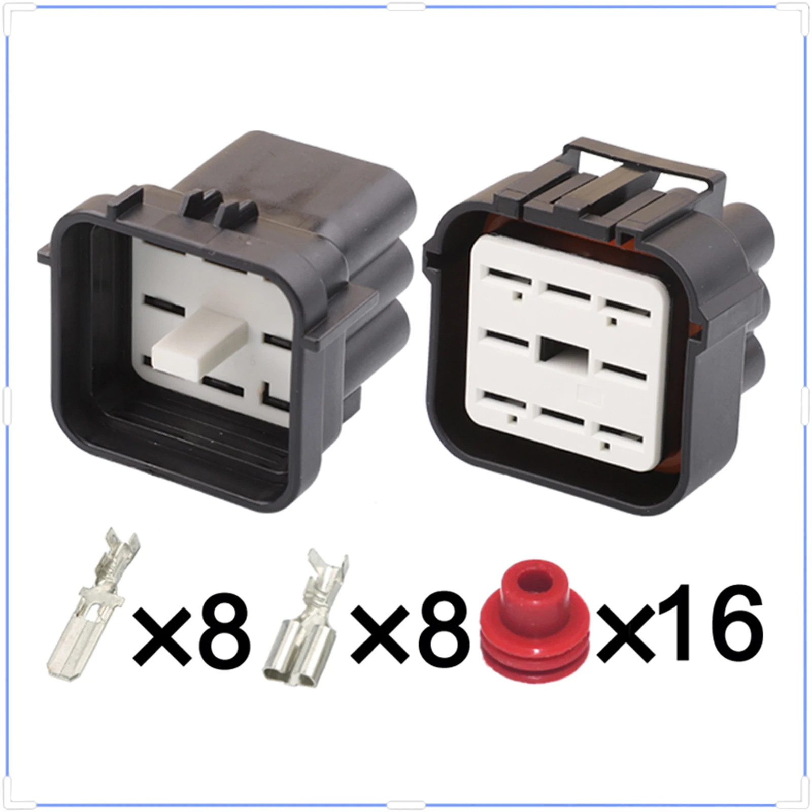 

8-Pin Connector Waterproof 6.3mm Male Female Connector Terminal Wiring Harness Automobile Housing Cable Plug 344073-1 344079-1