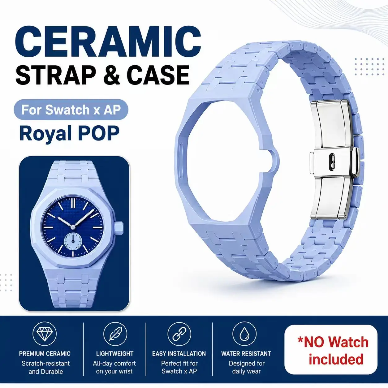 2026 Bio-Materiaal Upgrade Set voor Swatch X AP Royal POP Bio-Based Horlogekast + Band Converteert Zakhorloge tot Polshorloge