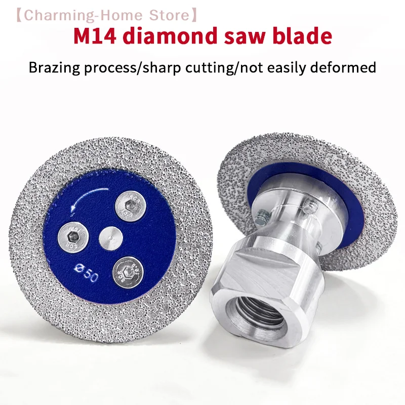 

【M】M14 Diamond Saw Blade with Removable Flange, Turbo Cutting Disc for Granite Marble Ceramic Concrete Grinding Carving
