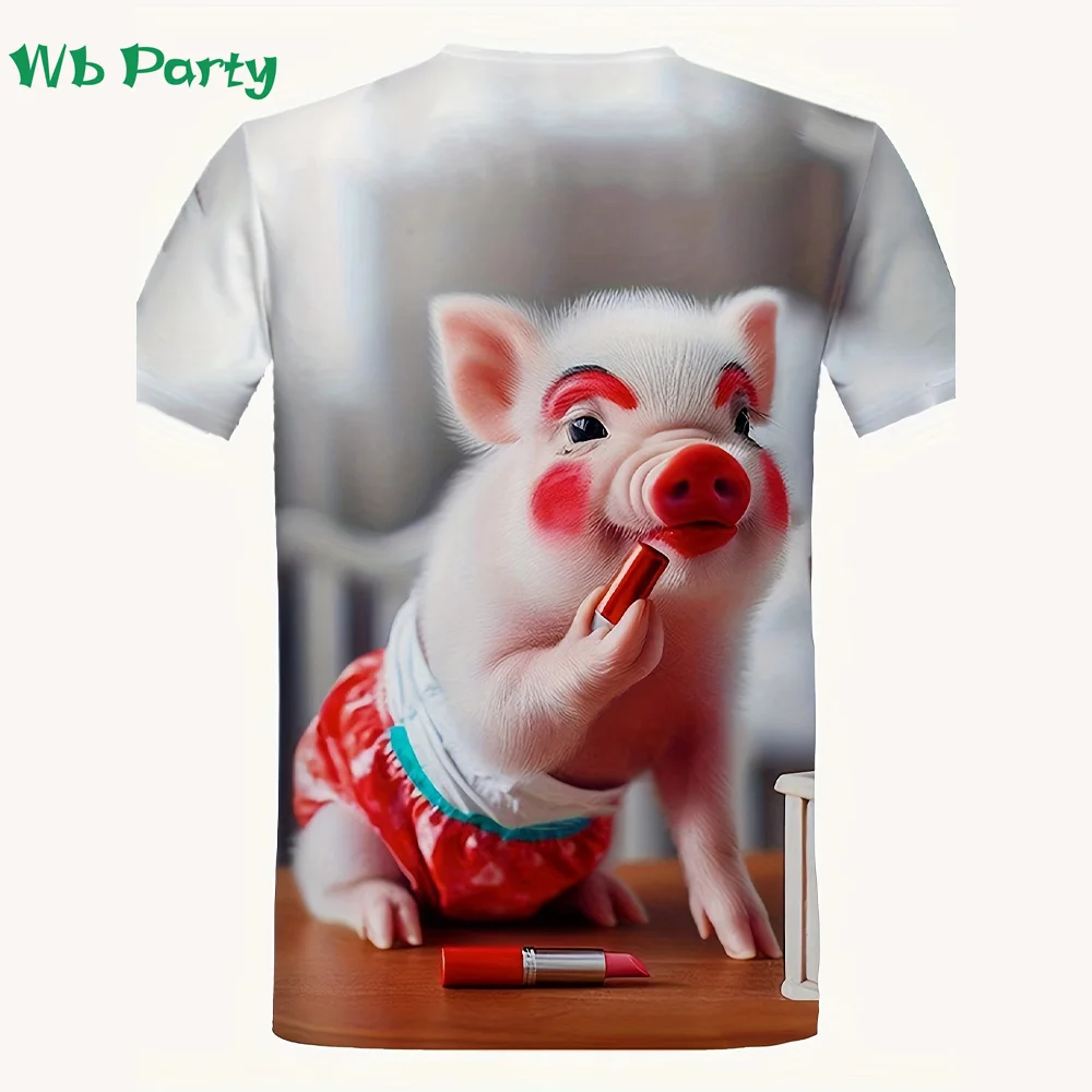 Summer Pig Print Clothes Men Funny 3D Print Men\'s Summer Clothes Designer Man T shirt Short Sleeve Tee Pig Shirts Graphic Tee