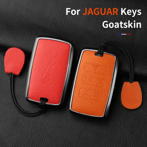 Aluminum Alloy Goatskin Car Key Case Cover For Jaguar JLR XF XJ XE XJL XFL I-PACE E-PACE F-Pace Car Key Case Protect Fob 10 best sales jaguar f pace key case - №5