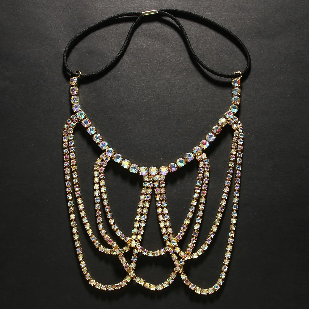 Stonefans Glitter Multilayer Thigh Chain Elastic Rope Body Accessories Fashion Women Colorful Rhinestone Leg Jewelry Belly Dance