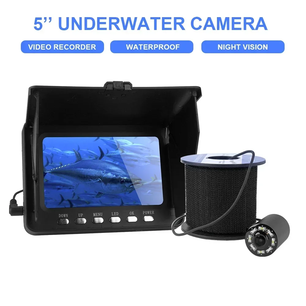 5 "IPS Full View LCD Color Display Underwater Fishing Camera 1080P High-definition Camera 20m Video Cable Camera Fish Detector