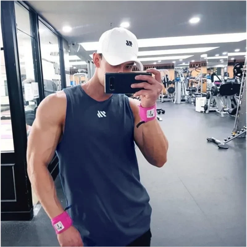 Summer Men\'s Gym Shirt Street High Quality Sleeveless T-shirts for Men Tank Tops Workout Fitness Singlets Sport Vest Clothing