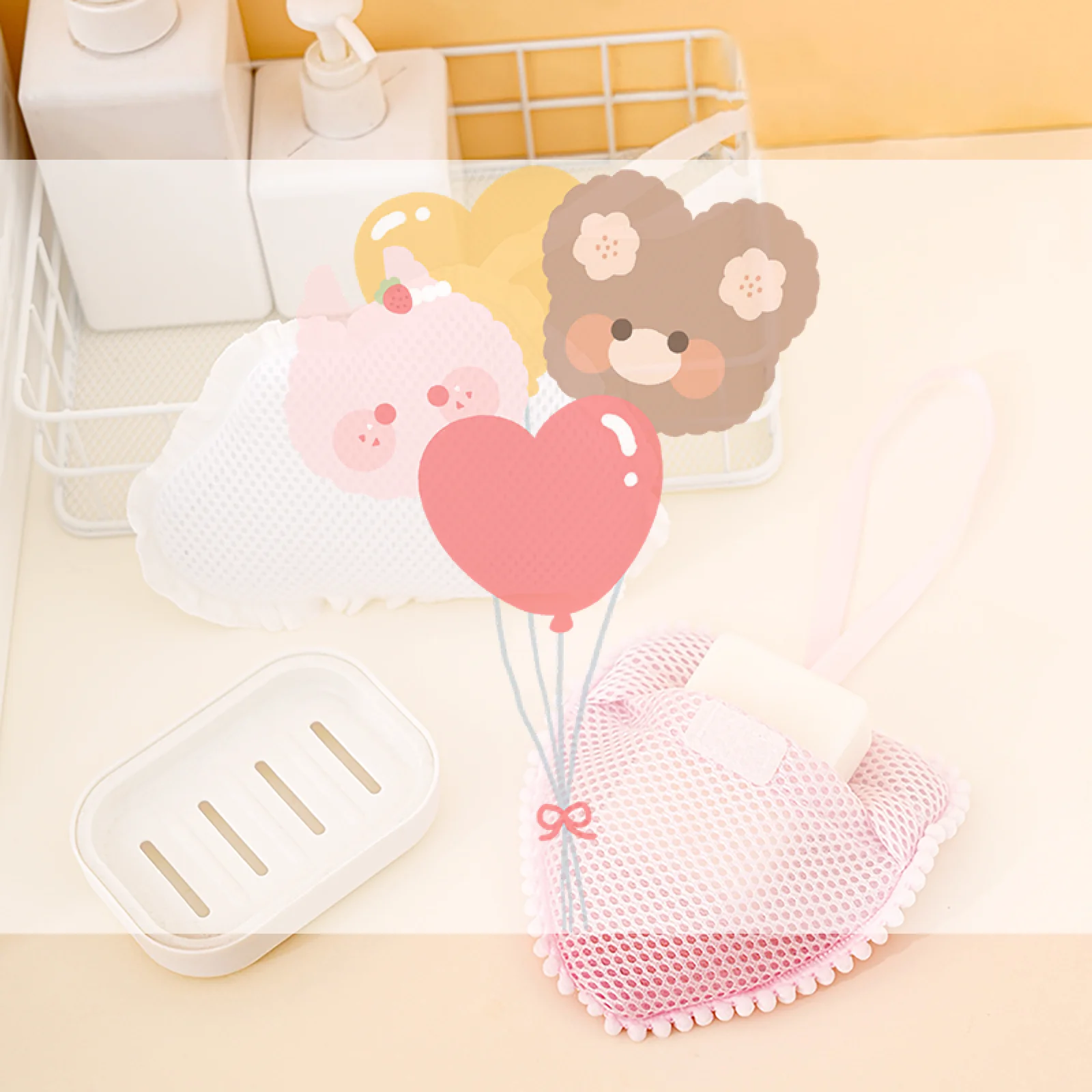 

Сетчатый чехол для мыла в форме облака/сердца со шнурком, быстро вспенивающийся держатель для душа, дорожный держатель, сетка для ванной, цветок, чистка, аксессуары для ванной комнаты