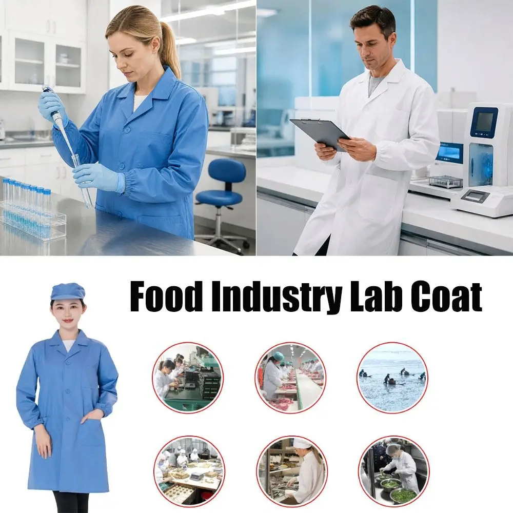 Professional Food Factory Work Coat Cotton Breathable Protective Work Uniform Skin-friendly Comfortable Food Processing Lab Gown