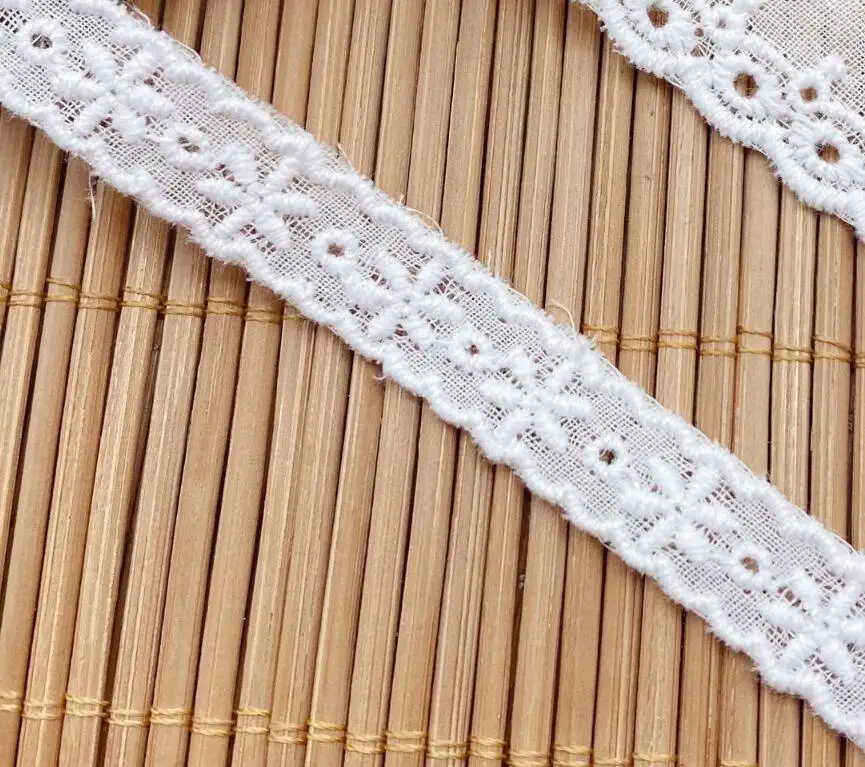 Pure cotton 1cm wide 14-15yard/lot Paper White Handmade Embroidery Lace Accessories Exquisite Retro Cotton Accessory X1386