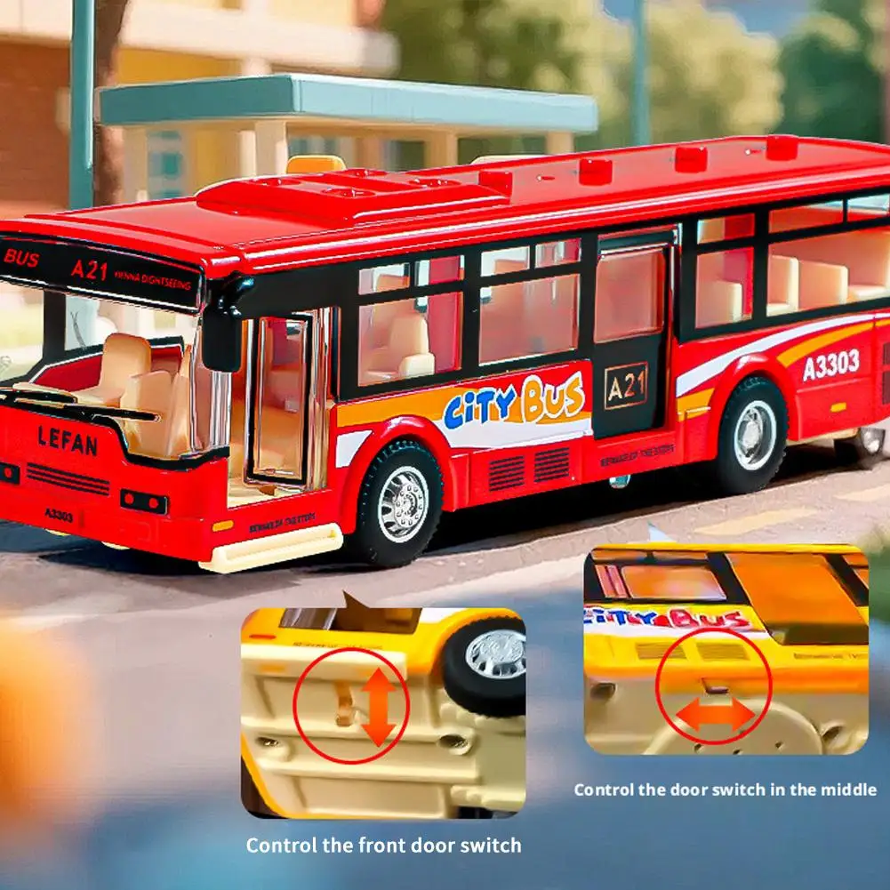 Autobús Urbano de Juguete con Retroceso, Modelo Realista de Vehículo de Transporte Público, Funciona por Fricción, Regal