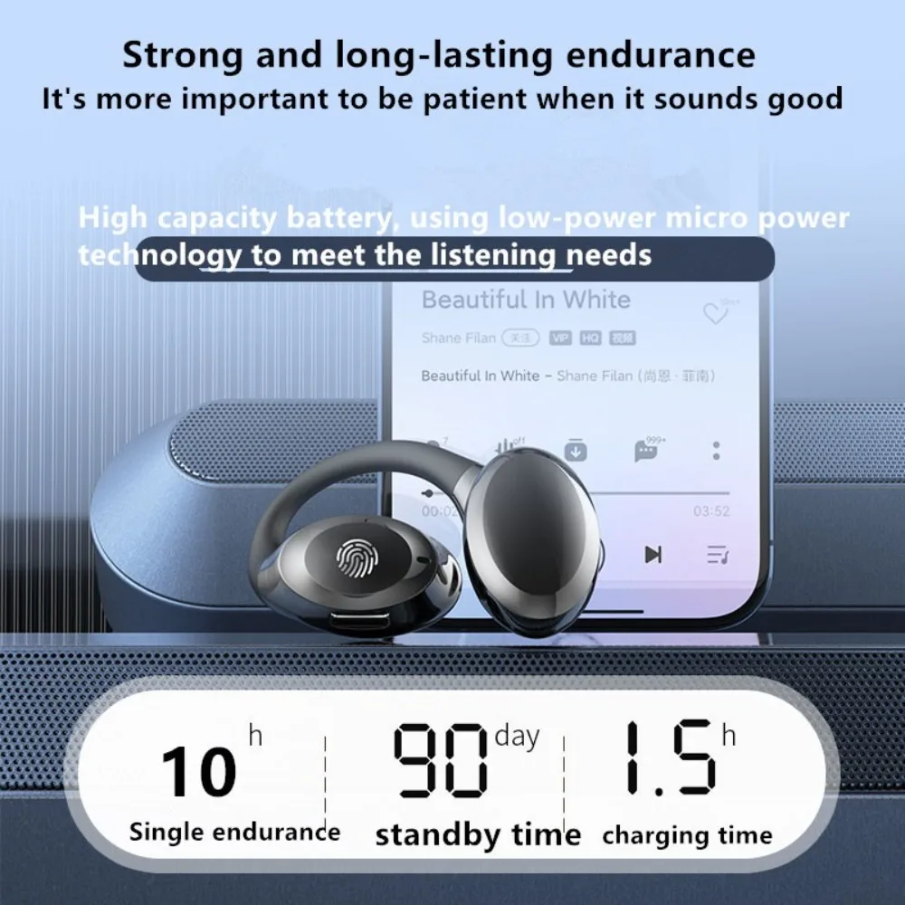Cuffie wireless con suono stereo Auricolari sportivi ricaricabili a orecchio singolo Design a orecchio aperto Auricolari portatili Uso esterno