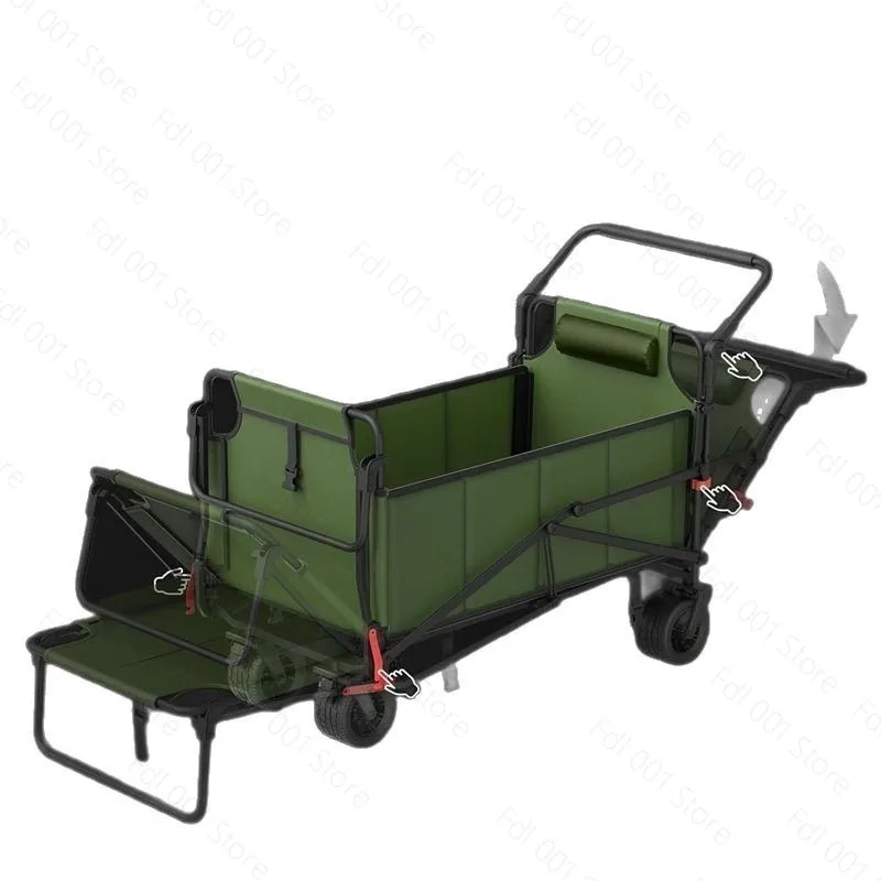 Foldable Metal Hand - Pulled Wagon - Multifunctional Outdoor Cart for Garden Picnic & Camping