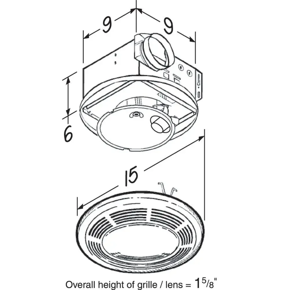 100 CFM Bathroom Exhaust Fan with Modern Design and UL Listed Safety Shower Use