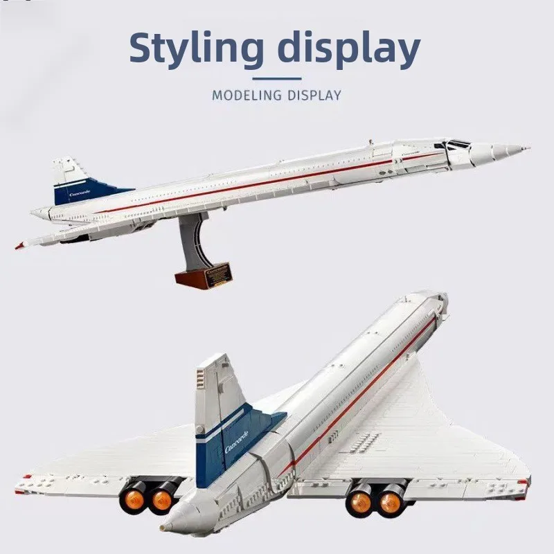 2083 elementy Model Concorde Klocki Zabawka dla Dorosłych Wysoki Poziom Trudności Duży Samolot Ozdoba