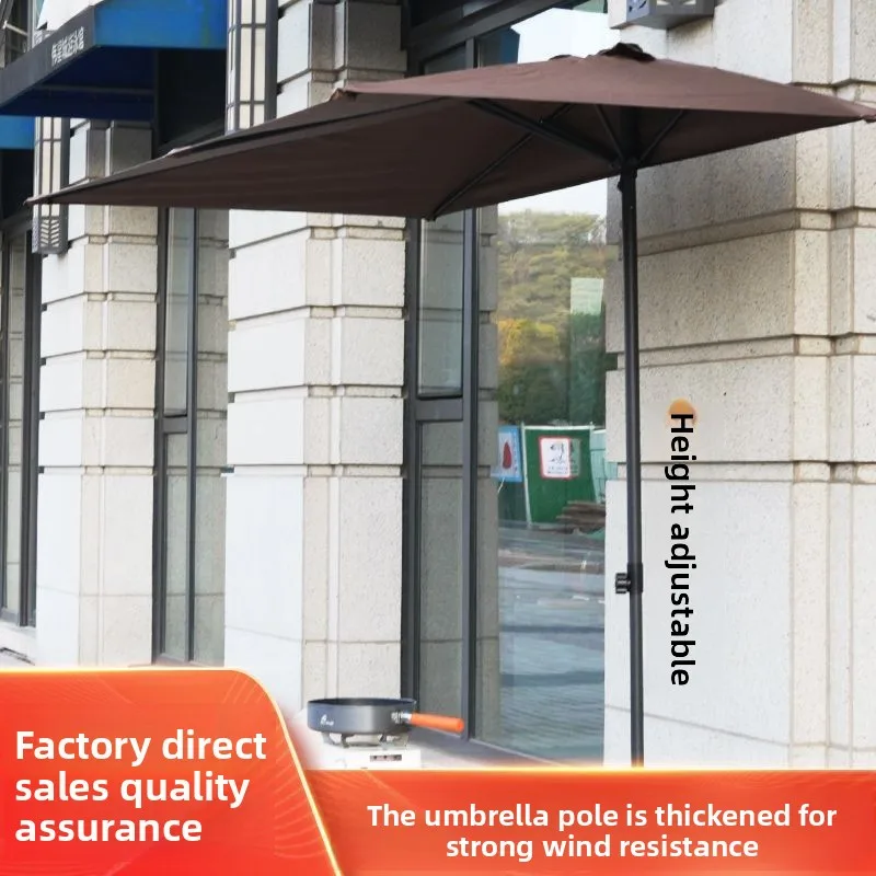 Wall Mounted Half Cover Sun Outdoor Telescoping Rectangular Patio Balcony Yard Market Umbrella Patio Umbrella Without a base