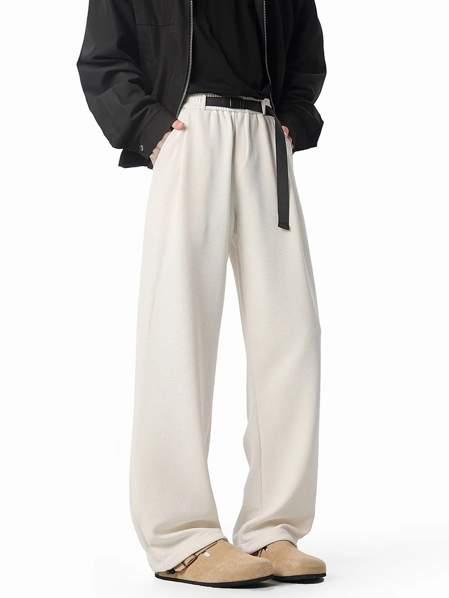 

WMNM Men's Casual Straight Leg Pants Woven Drapey Folded Wide Leg Sweatpants Faionable Brand Premium Feel Loose Fit