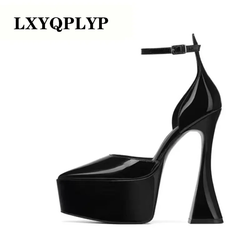 2023 Women\'s Spring and Summer Fashion Thick High Heel Thick Bottom Buckle Pointed Brand Walking Banquet Single Shoes