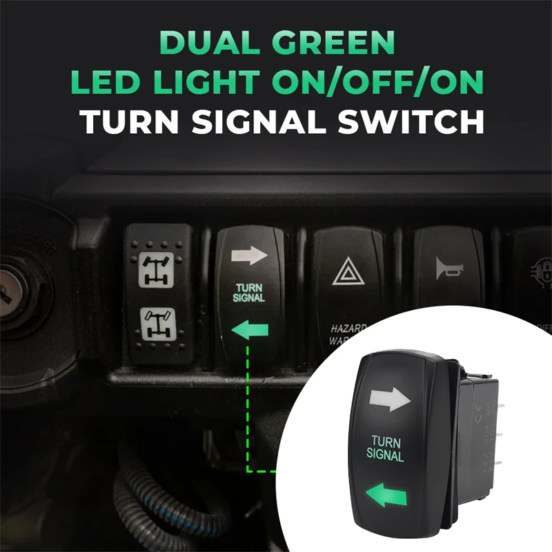 

Turn Signal Switch with Wiring Dual Green Led Light On/Off/On Turn Signal Switch for UTV ATV All Can-am Maverick Polaris Ranger