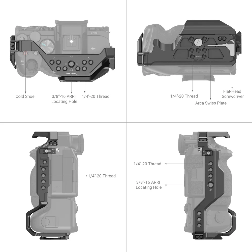 SmallRig Cage for Sony Alpha 7R V /Alpha 7 IV /Alpha 7S III /Alpha 7R IV /Alpha 1 with VG-C4EM Battery Grip 3594