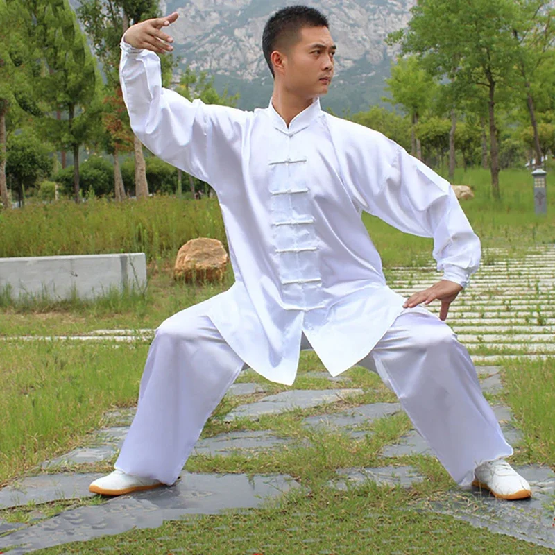 

Tai Chi Kung Fu Uniforms Chinese Traditional Children Adult Satin Performance Dance Costumes Morning Gymnastics Wushu Suit