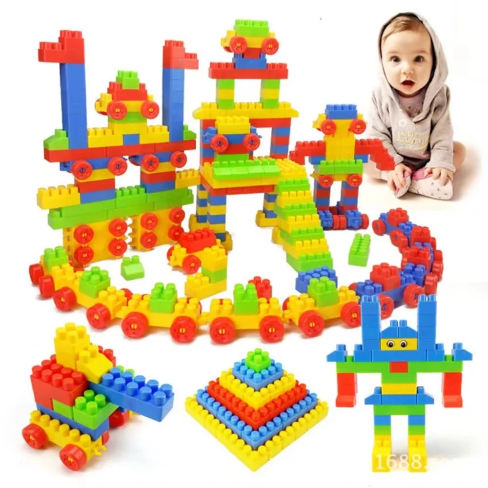 Jouets empilables assemblés pour enfants, grandes particules de blocs de construction, jouets éducatifs pour l'éducation précoce des enfants, 100/130 pièces