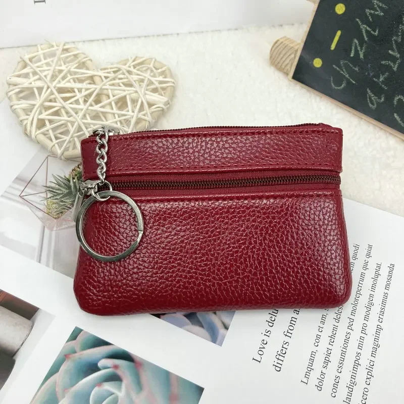 Cartera de cuero para mujer, monedero, tarjetero, bolsillo individual con doble cremallera, bolso para mujer, cartera con cremallera negra a la moda con múltiples tarjetas