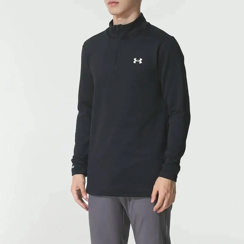 New Under Armour T-Shirt Men's Sportswear Fitness Training Half-Zip Stand-Up Collar Long-Sleeved Pullover 6005299-001