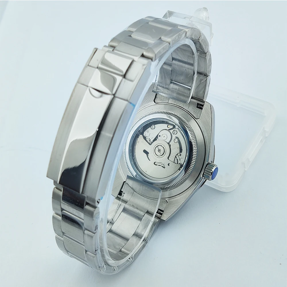 NH35 Watch 36mm/39mm Who cares im already late Watch Blue Text Dial No Logo Oyster Case Sapphire Crystal Glass Waterproof