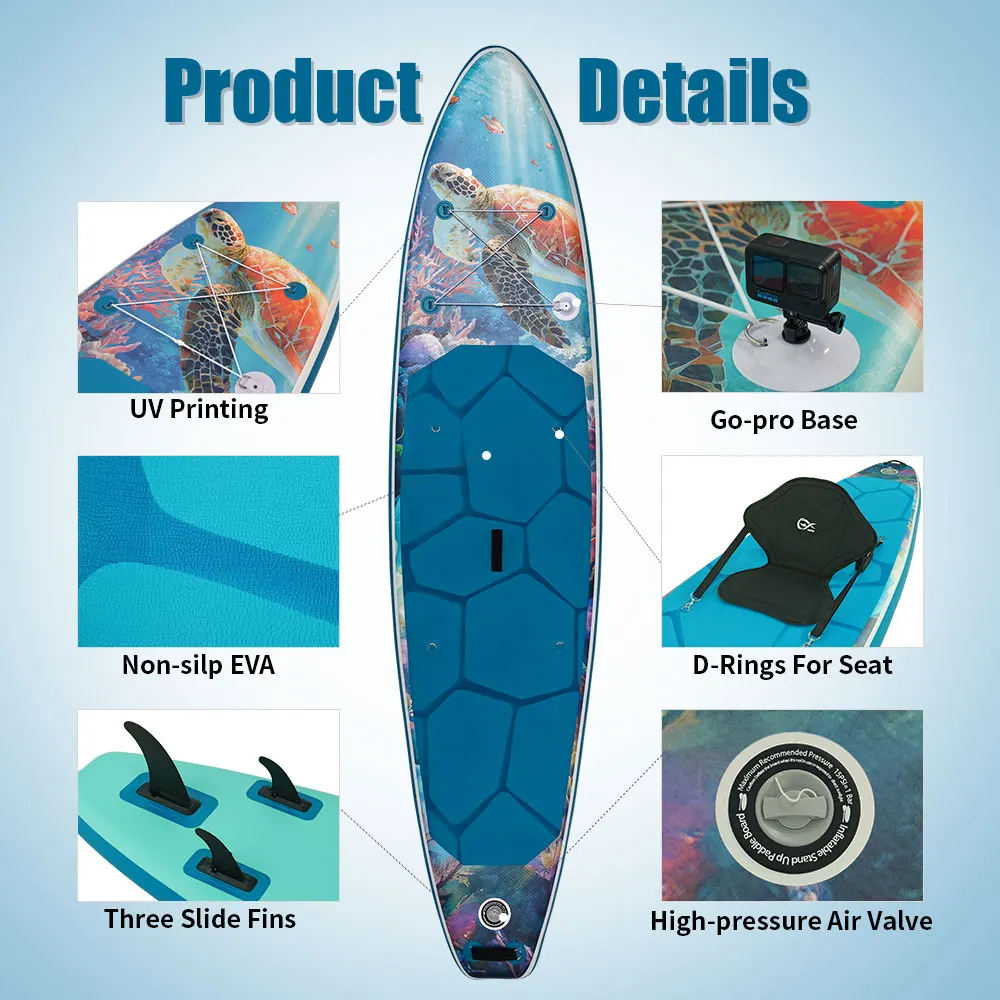Afbeelding 8: InnoExpo Opblaasbaar Stand Up Paddle Board Paddleboard Surfplank Surf Sup Board 320-350CM Antislip Watersport Paddle Board
