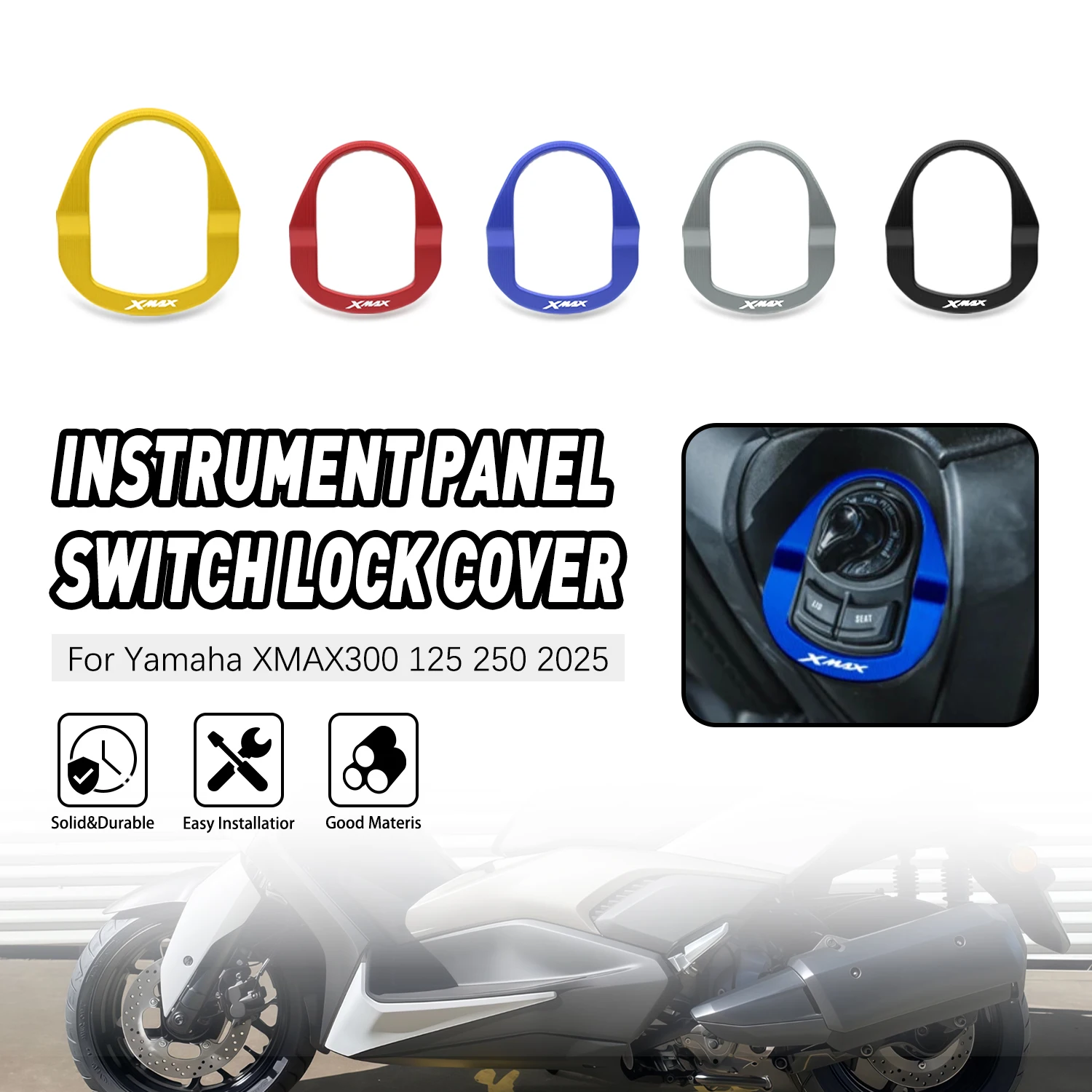 لياماها XMAX300 125 250 2025 دراجة نارية أداة غطاء للحماية بدء زر قفل الباب الكهربائي التبديل غطاء الزخرفية