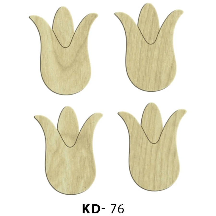 KD76 Tulip 4lü Set Wooden Package Ornament, Hobby Wood Painting Ornament