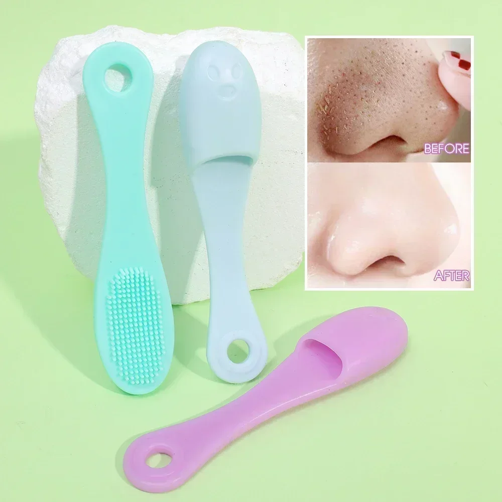 Cepillo de silicona para la nariz, limpiador de poros faciales, cepillos de masaje portátiles de doble cara para espinillas, herramienta de limpieza de belleza, exfoliante Nasal Facial