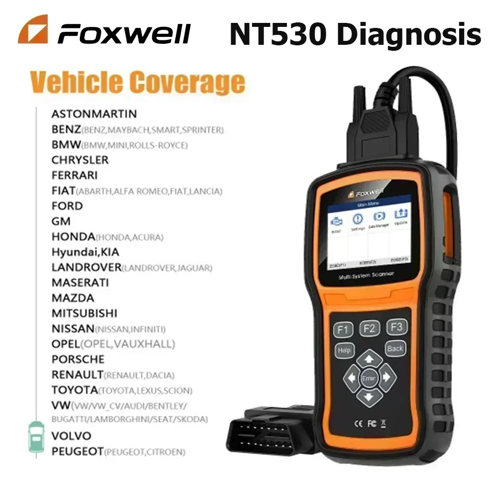 Foxwell NT530 Multi-System Scanner Support for Porsche BMW Benz MITSUBISHI  Nissan Suzuki GM Chassis Update Version of NT520