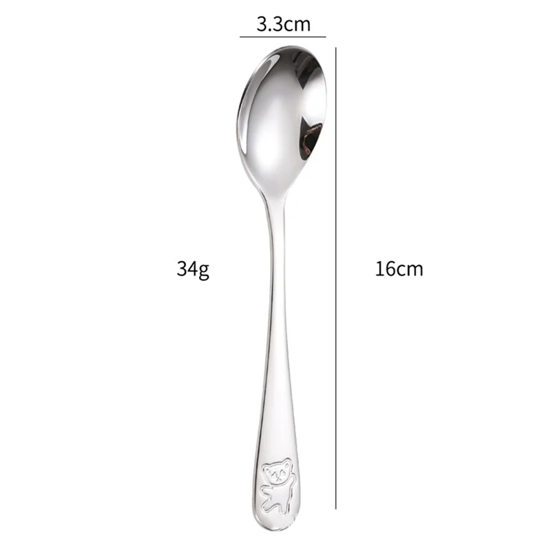 

18X Stainless Steel Child Safety Cutlery Bear Children Spoon And Fork Set Toddler Utensils Metal Cutlery Set