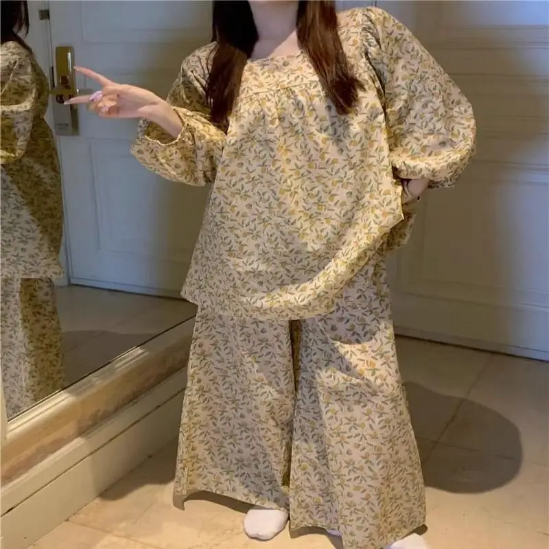 핫 뉴 파자마 세트 여성용 파자마 세트 여성용 따뜻한 겨울 파자마 레트로 패셔너블 홈웨어, 귀엽고 부드러운 파자마 세트