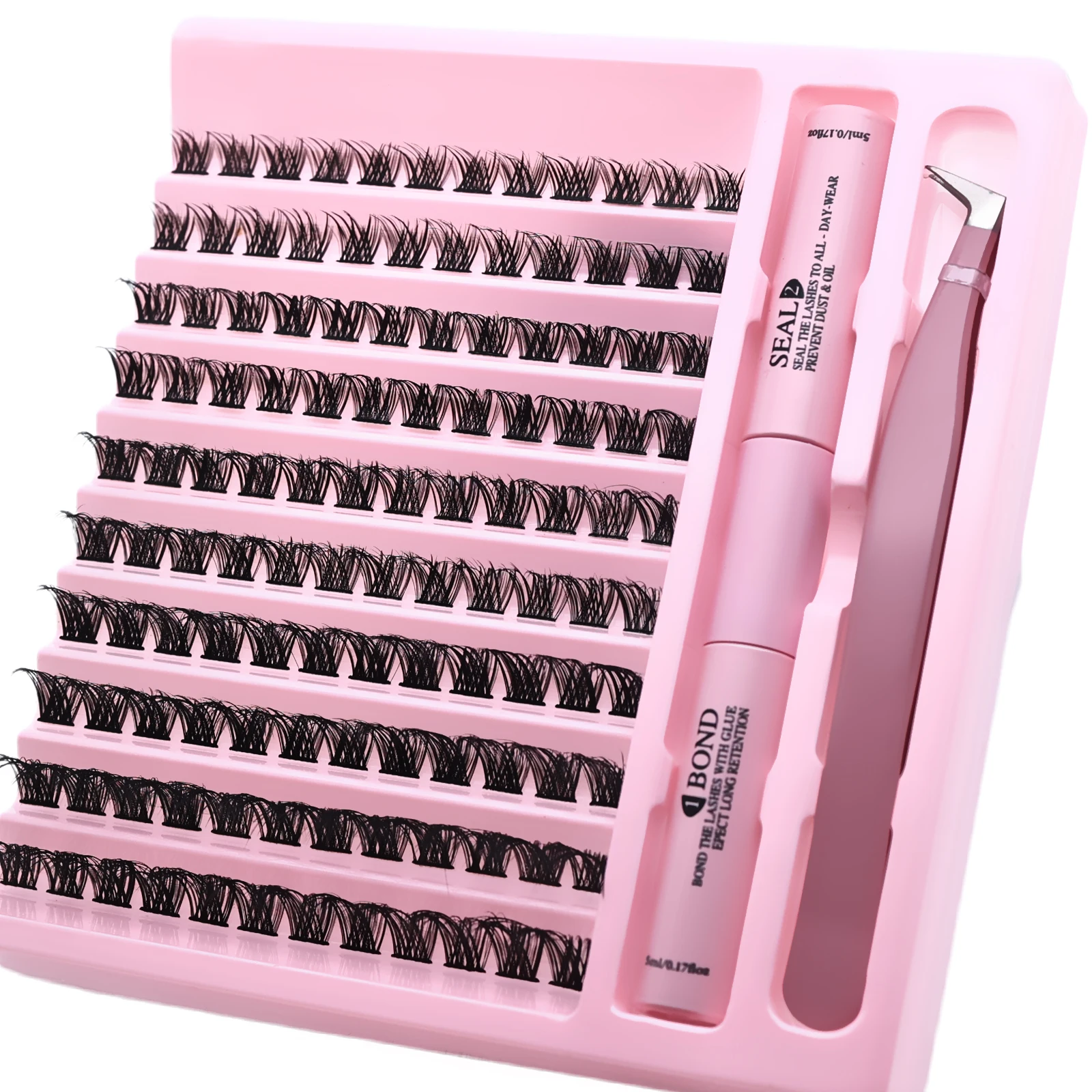 Individuelles Wimpernverlängerungsset zum Selbermachen, künstliche Wimpern, D-Curl, mit Wimpernkleber und Pinzettenwerkzeug, für einen natürlichen, wispy Look – Detail 3