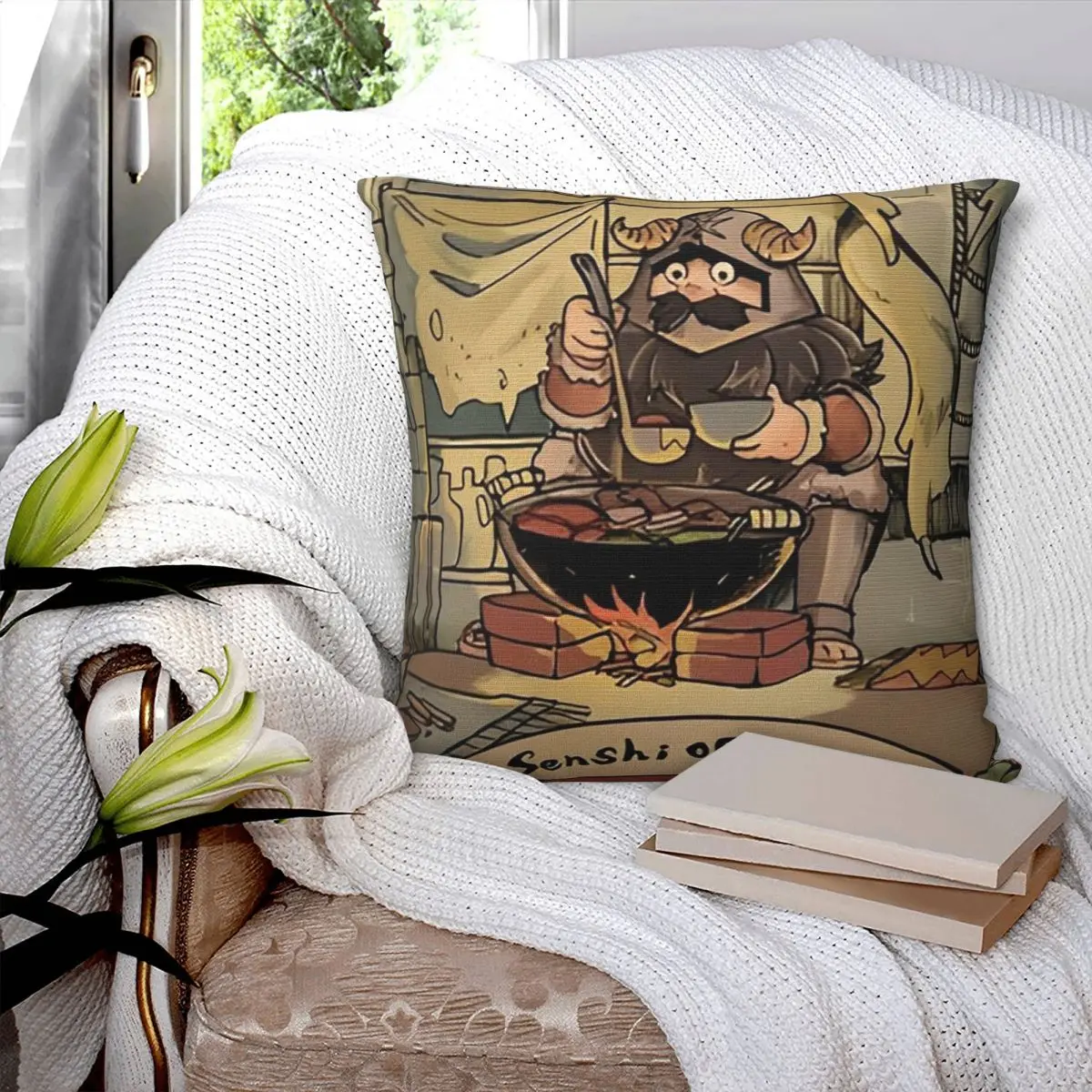 Dungeon Meshi Delicious In Dungeon - Senshi Cooking Square Pillow Cover Polyester Cushion Zip Throw Pillow for Home Living Room