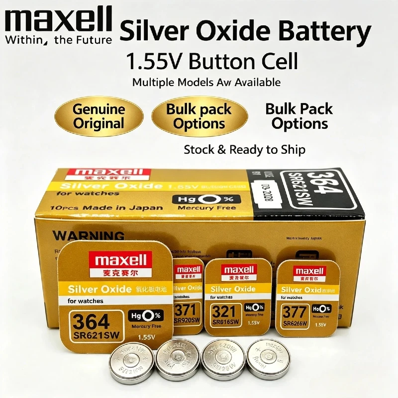 Maxell Silver Oxide Battery 10PCS SR626SW SR621SW SR920SW SR616SW 1.55V Button Cell Watch Toy Remote Control Mini Electronic