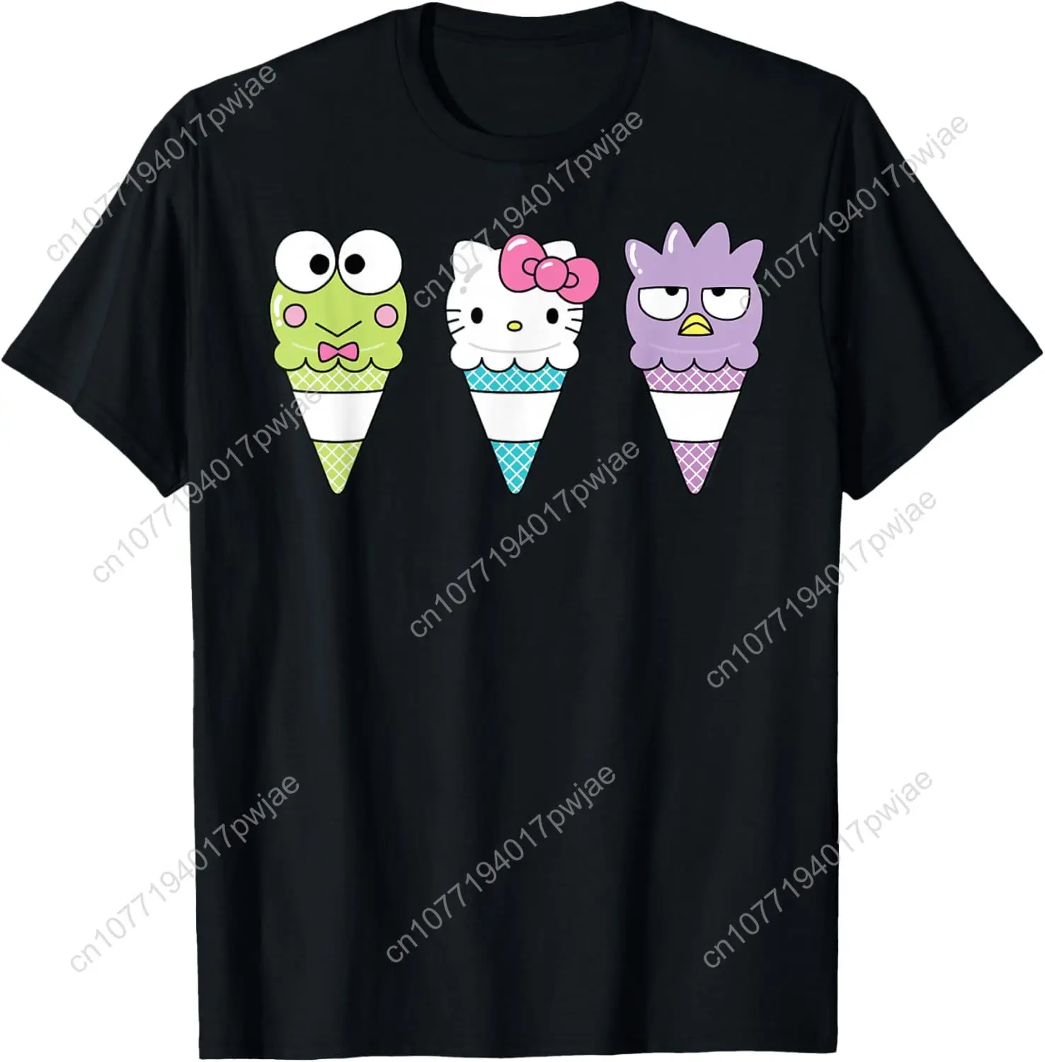 

Hello Sanrio Keroppi Hello Kitty Badtz-Maru Ice Cream Cone T-Shirt