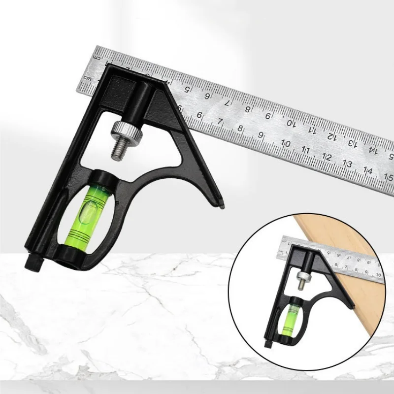 

300mm DIY Precise Stainless Steel Measuring Tools Aluminium Combination Mobile Square Workshop Hardware Angle Spirit Level