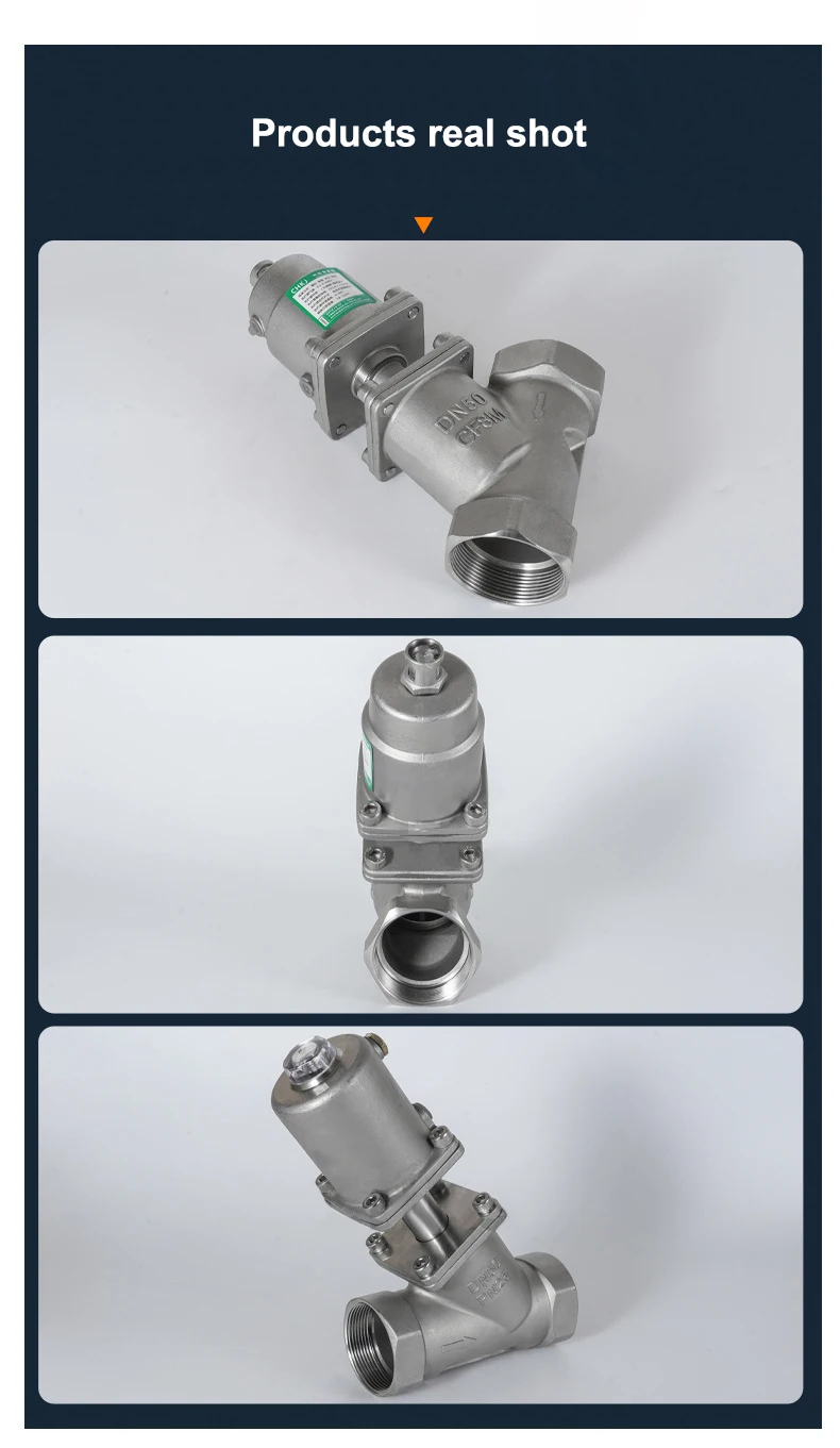 1/2" 3/4" 1" Pneumatisches Ecksitzventil Edelstahl Innengewinde DN15 DN20 DN25 Hochtemperatur-Dampf-Schnellabsperrventil – Detail 6