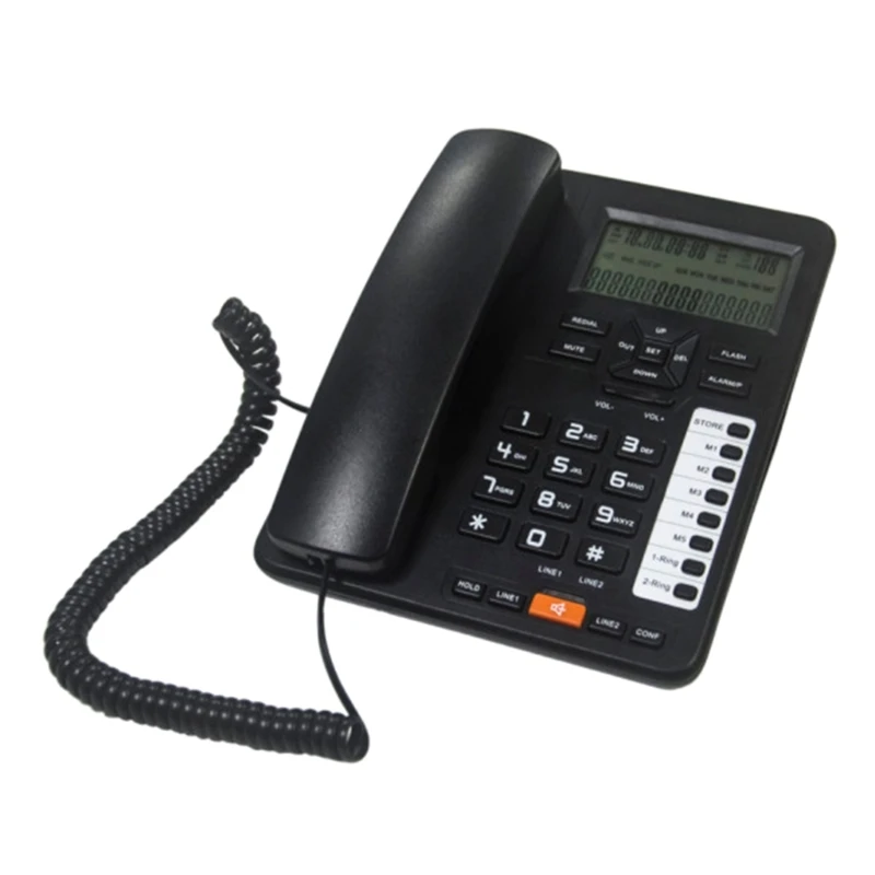 6400 2-Line Telephone Desktop Corded Landline with Backlit LCD Display CallerID Number Storage for Home Office Hotels